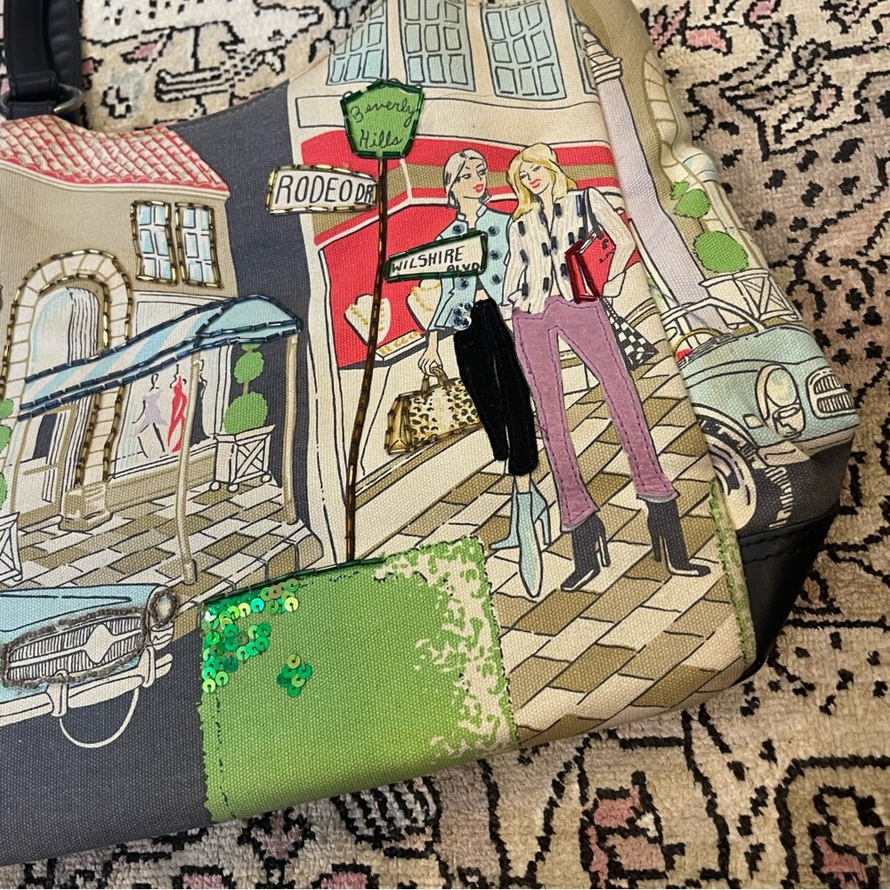 Frankie & Johnnie Vintage Beaded Beverly Hills LA Design Tote Bag - Picture 6 of 9